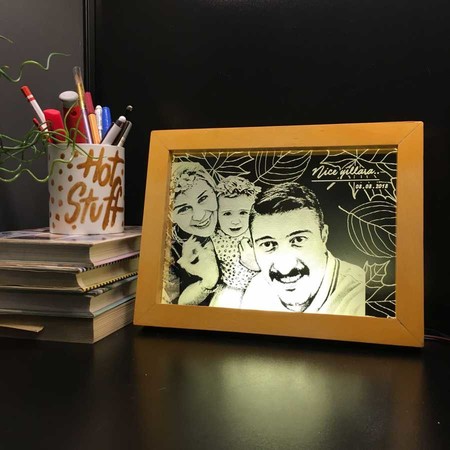 Ahşap Çerçeveli Led Lamba - Thumbnail