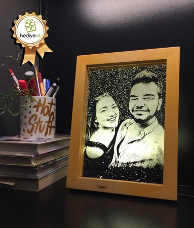 Ahşap Çerçeveli Led Lamba - Thumbnail