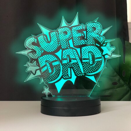 Super Dad Yazılı Babalar Günü Hediyesi Led Lamba - Thumbnail