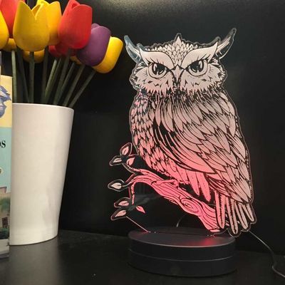 Baykuş Figürlü 3D Lamba