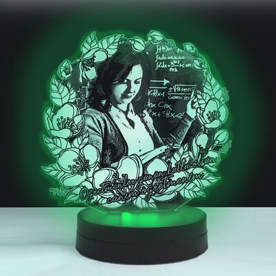 Öğretmenler Günü Çiçekli Oval Kişiye Özel 3D Lamba Led Gece Lambası