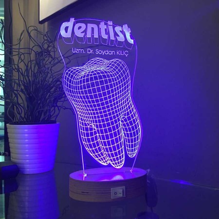 Kişiye Özel Diş Doktoru Hediyesi Dentist Led Lamba - Thumbnail