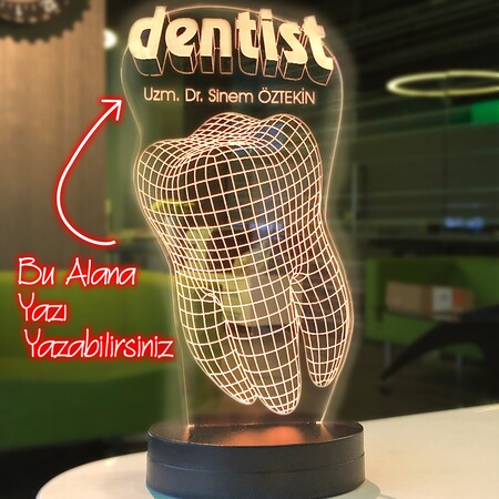 Kişiye Özel Diş Doktoru Hediyesi Dentist Led Lamba - Thumbnail