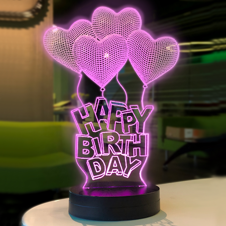 Happy Birthday Modelli 3D Gece Lambası - Thumbnail