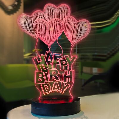 Happy Birthday Modelli 3D Gece Lambası
