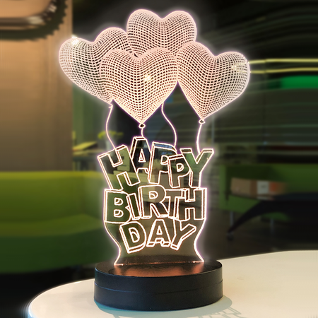 Happy Birthday Modelli 3D Gece Lambası - Thumbnail