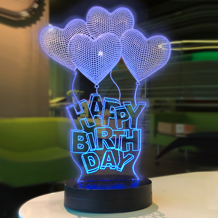 Happy Birthday Modelli 3D Gece Lambası - Thumbnail