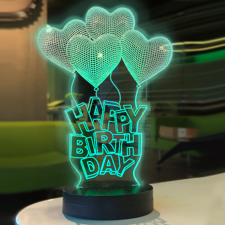 Happy Birthday Modelli 3D Gece Lambası - Thumbnail