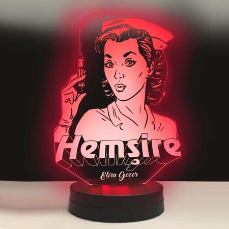 Kişiye Özel İsimli Hemşire Hediye Led Lamba - Thumbnail