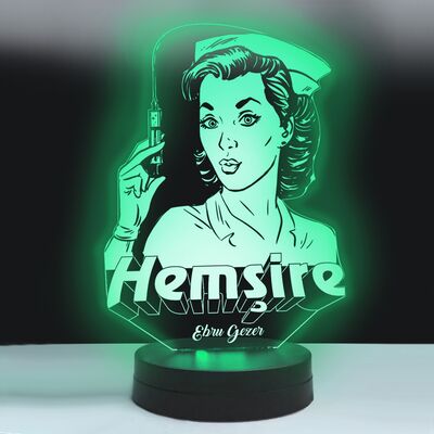 Kişiye Özel İsimli Hemşire Hediye Led Lamba