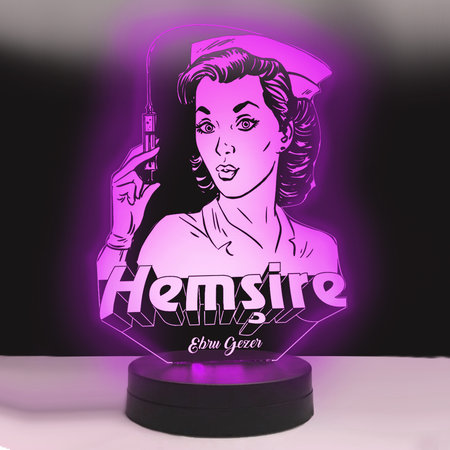 Kişiye Özel İsimli Hemşire Hediye Led Lamba - Thumbnail