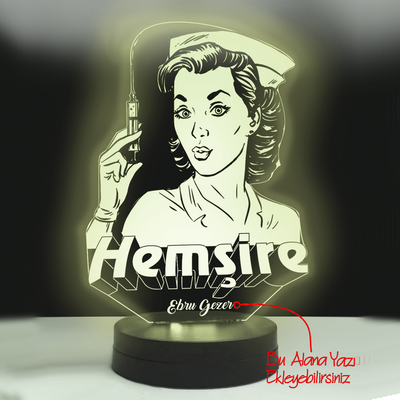Kişiye Özel İsimli Hemşire Hediye Led Lamba