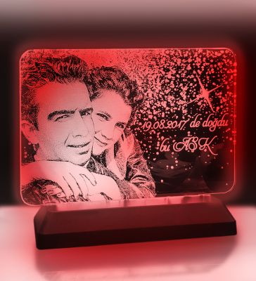 Kişiye Özel Resimli Yatay Dikdörtgen 3d Led Gece Lambası