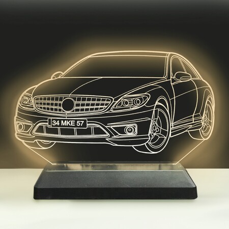 Kişiye Özel Araba Modelli Led 3D Hediyelik Lamba - Thumbnail