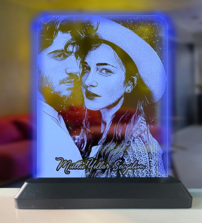 Kişiye Özel Resimli Dikey Dikdörtgen 3d Led Gece Lambası - Thumbnail