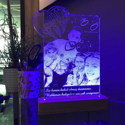 Kişiye Özel Resimli Love You Dikdörtgen Led Lamba
