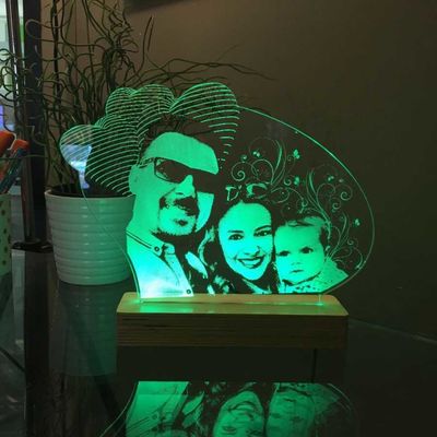 Kişiye Özel Resimli Yatay Kalpli Elips Led Lamba