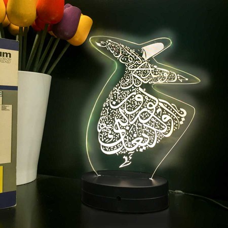 Mevlana Modelli 3D Gece Lambası - Thumbnail