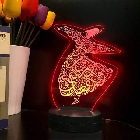 Mevlana Modelli 3D Gece Lambası - Thumbnail