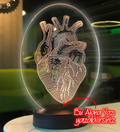 Kişiye Özel Oval Kalp ve Damar Doktoru Hediyesi Led Lamba - Thumbnail