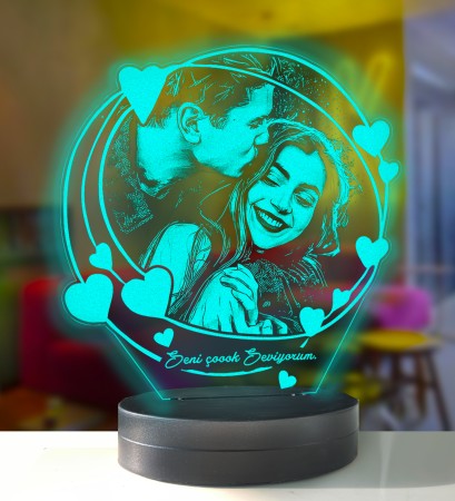 Sevgililer Gününe Özel Sarmal Kalpli 3d Modelli Gece Lambası - Thumbnail