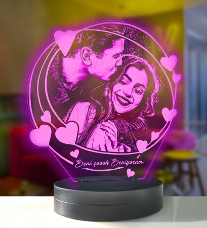 Sevgililer Gününe Özel Sarmal Kalpli 3d Modelli Gece Lambası - Thumbnail