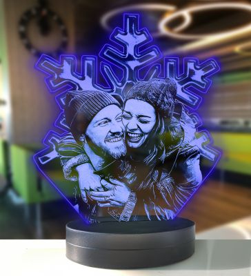 Yılbaşı Hediyesi Kişiye Özel Kar Tanesi 3d Led Gece Lambası